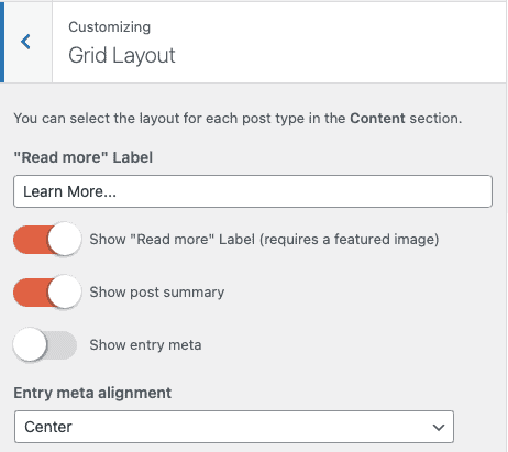 ampy customizer grid layout