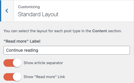 ampy customizer standard layout